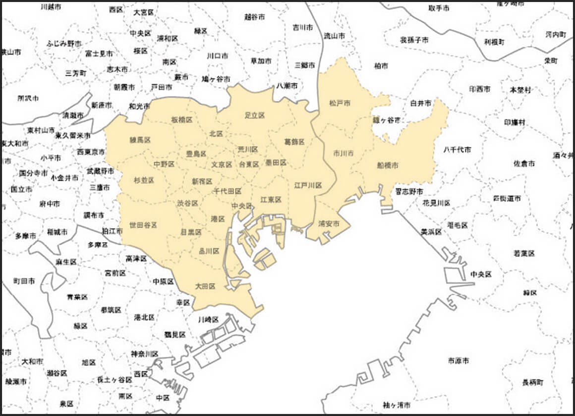 狭小住宅なら株式会社アース施工対応エリア